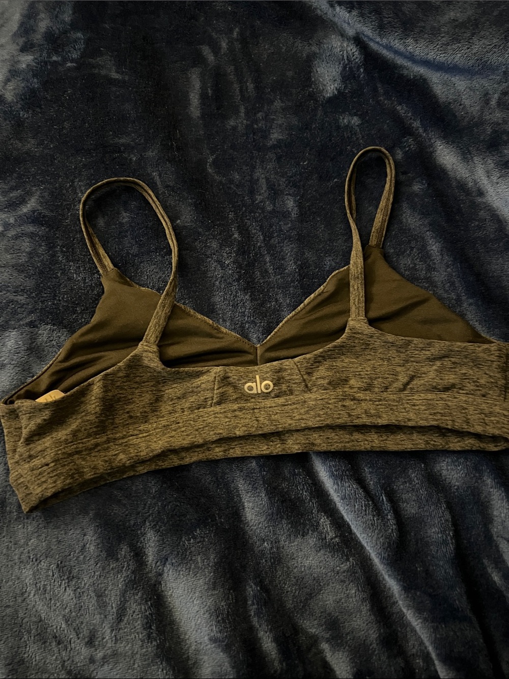 ALO Yoga Olive Heather Thin-Strap Seamless Bralette